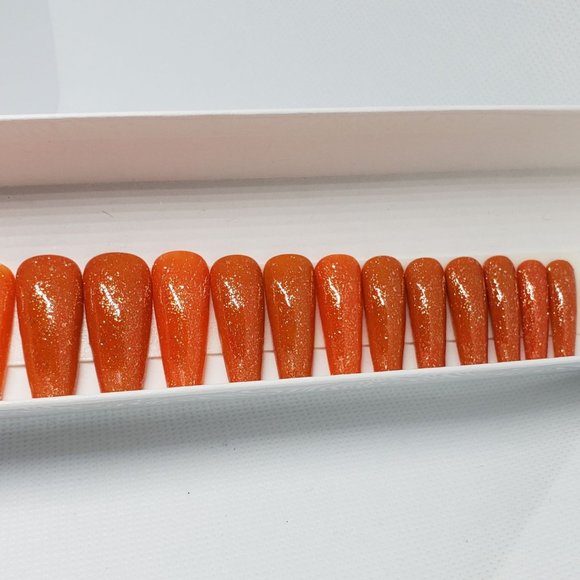 Long Coffin Shaped Sparkling Orange in a Set of 22 - Picture 3 of 4